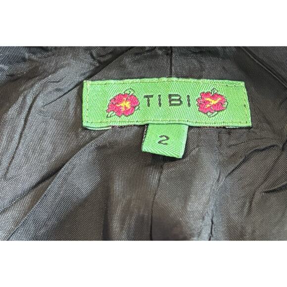 Tibi Skirt 100% Raw Silk Skater Floral Appliqué Sequin Sz 2 Black Soft Grunge - Picture 6 of 9